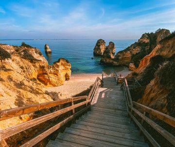 Wooden Staircase at Ponta da Piedade, Lagos, Algarve, Portugal