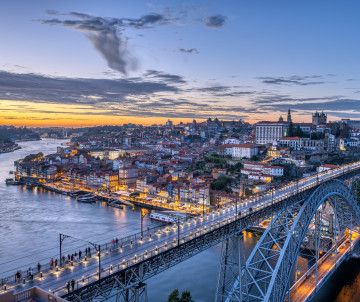View of Porto City After Sunset