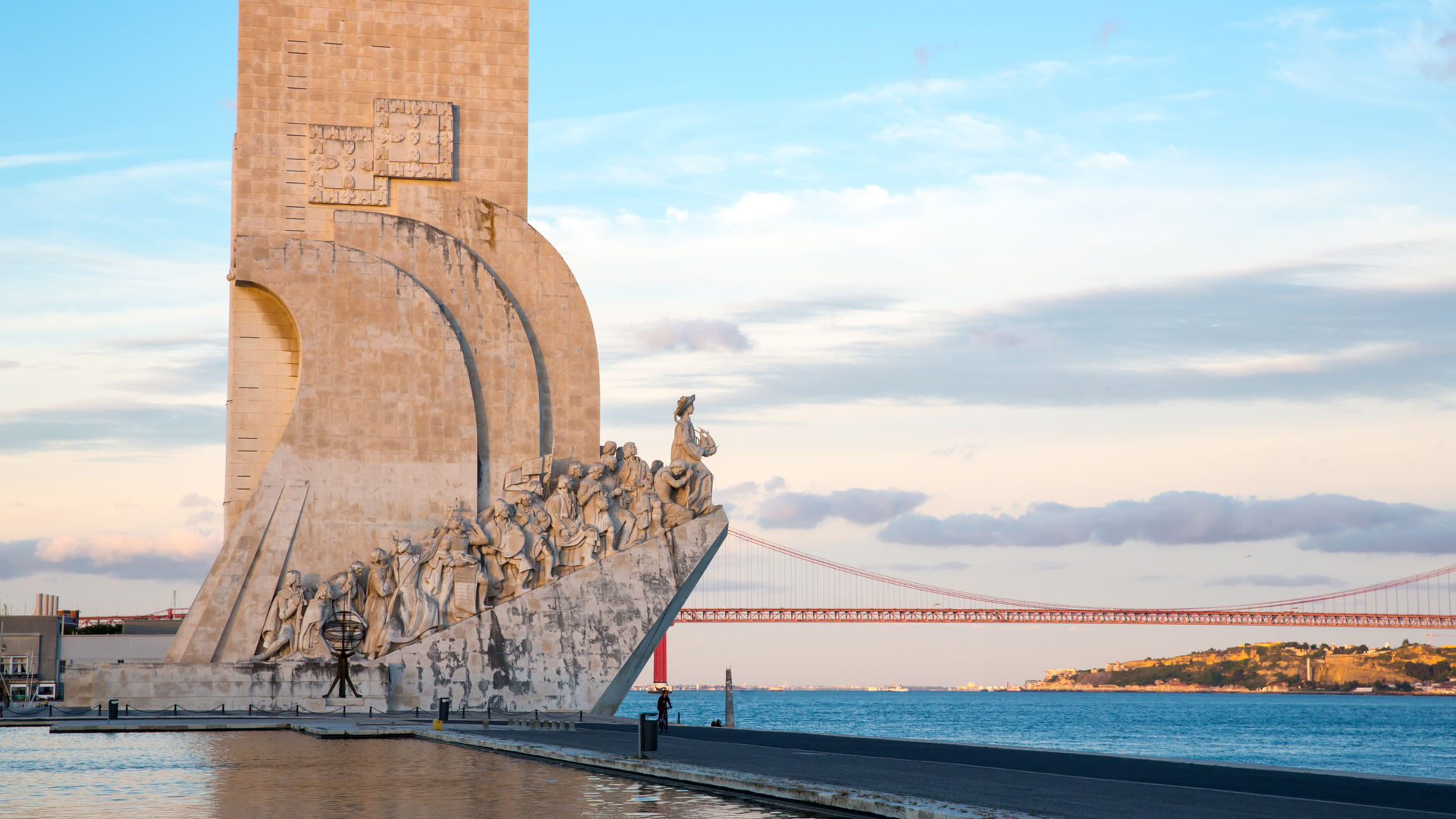 The Monument to the Discoveries overlooking the Tagus River in Lisbon