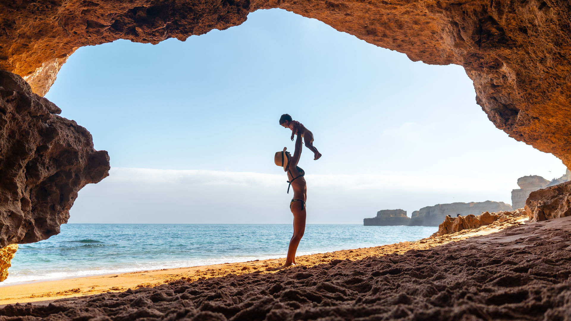 Exploring the Natural Beach Caves, Algarve