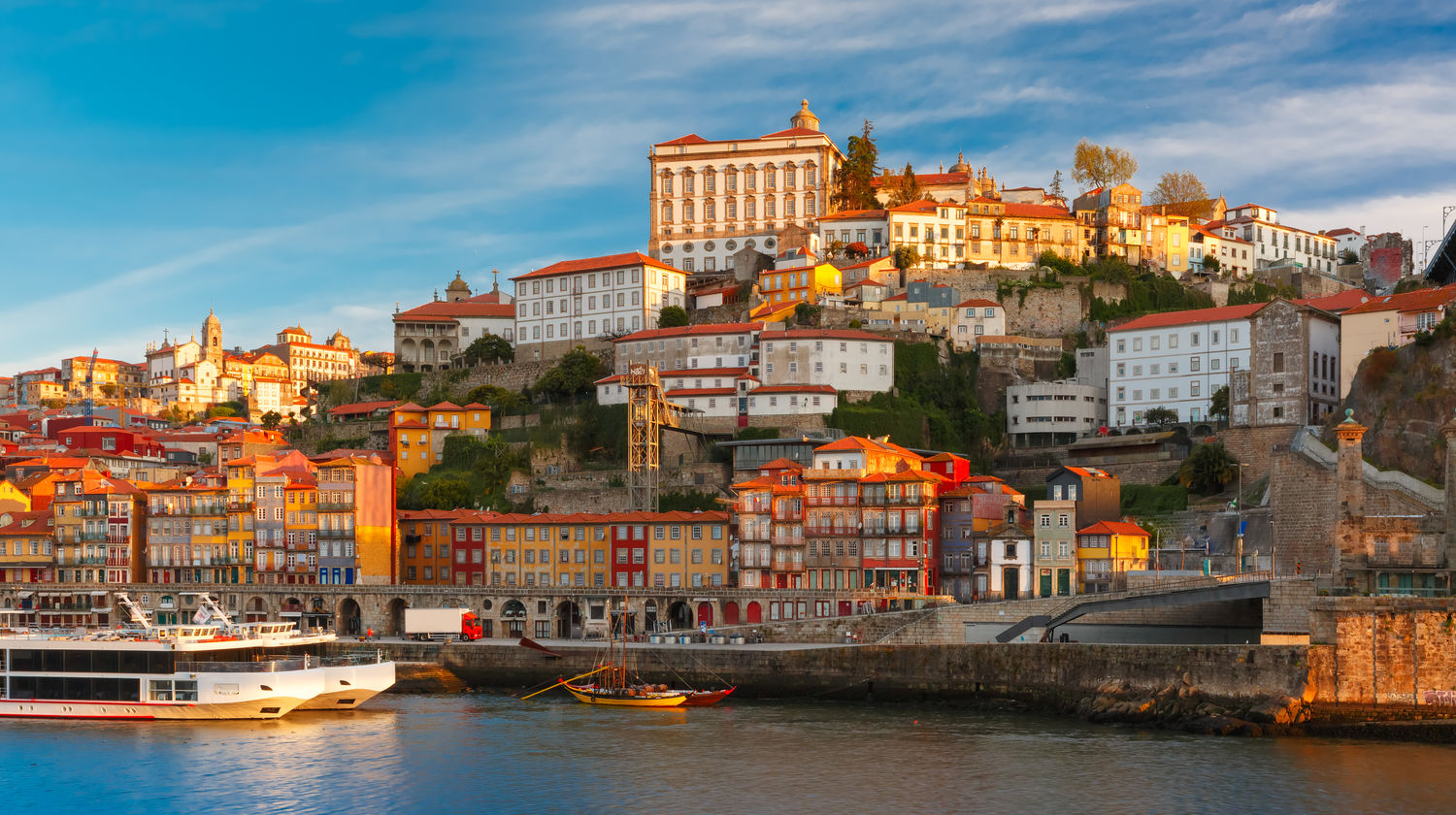 Colorful Ribeira District on the Douro River in Porto