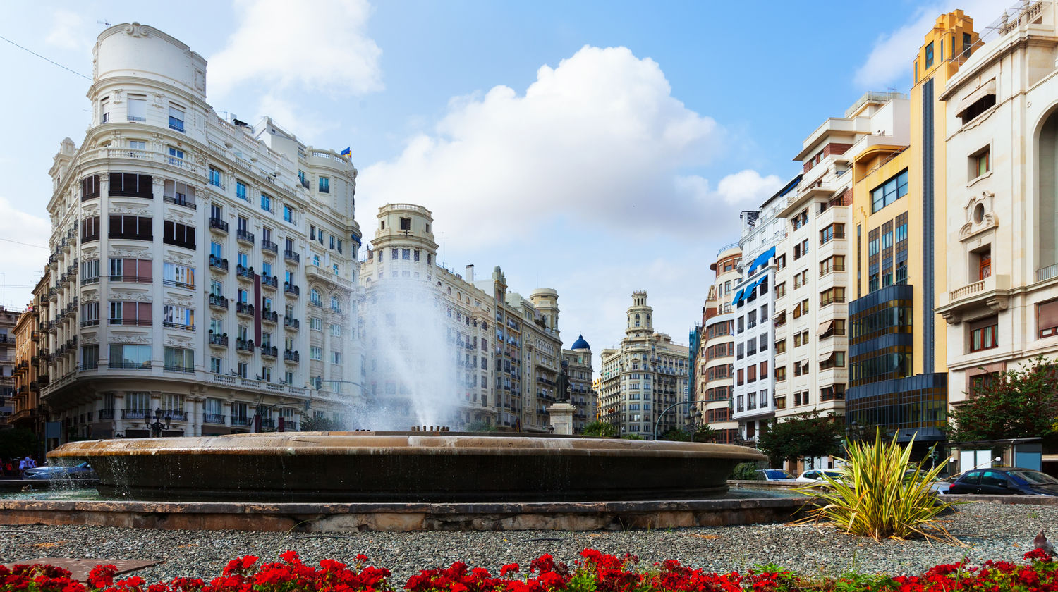 Plaza and Fountain in Valencia