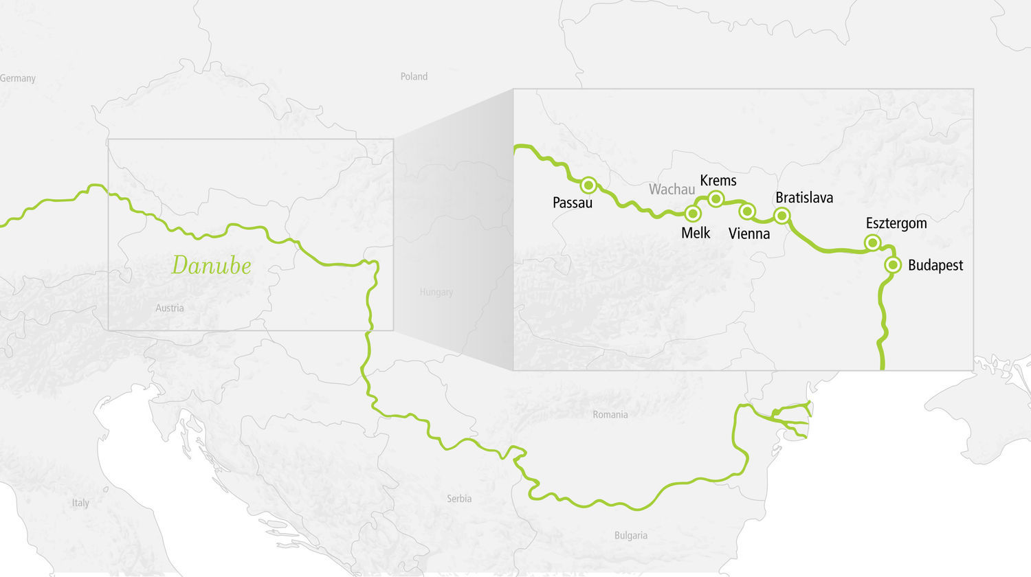 A-ROSA Danube Classics Route Map
