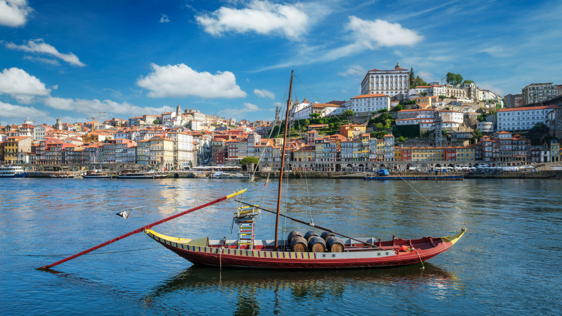 Traditional Rabelo Boats on the Douro River in Porto,