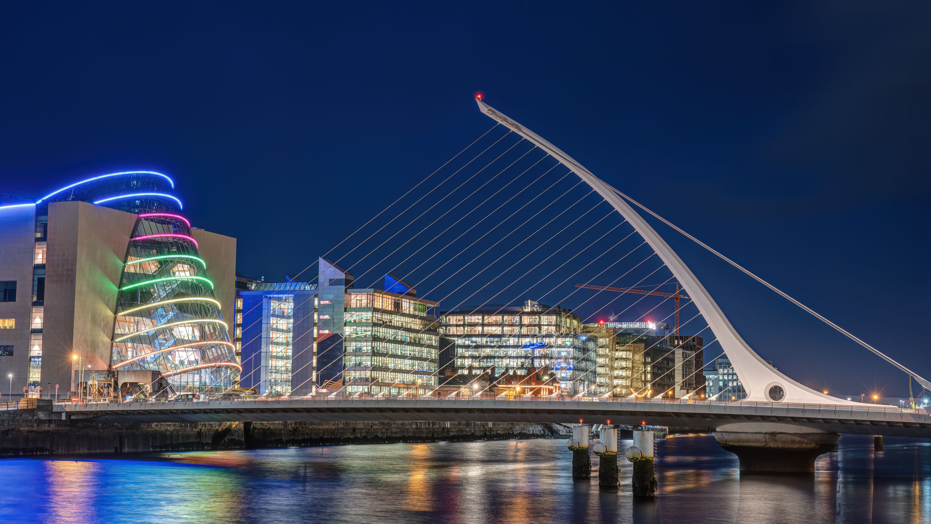 Dockland area with Samuel Beckett Bridge, Dublin, Ireland