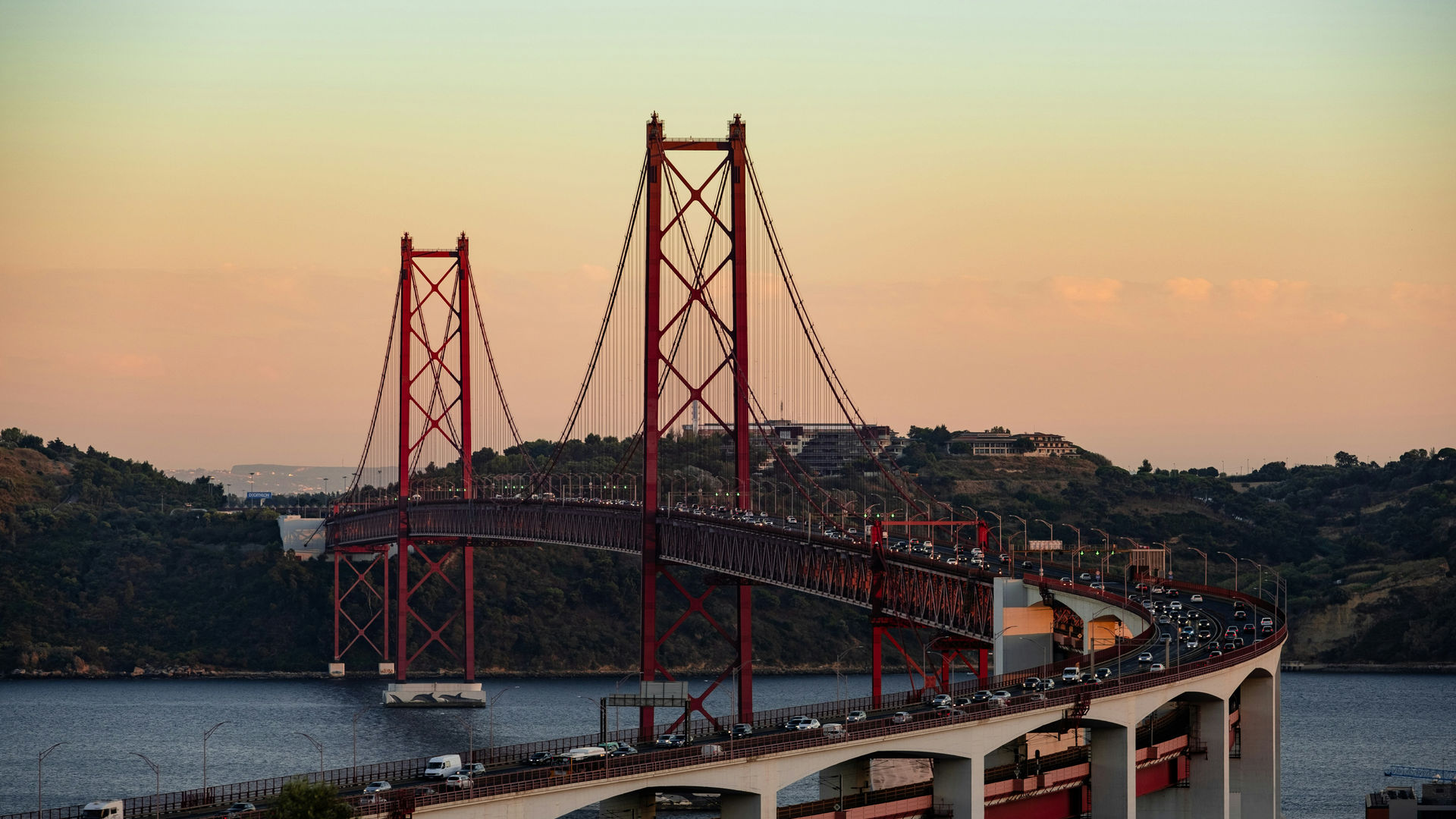 25 de Abril Bridge in Lisbon – Iconic Suspension Bridge at Dusk