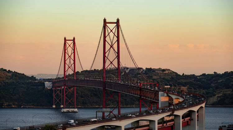 25 de Abril Bridge in Lisbon – Iconic Suspension Bridge at Dusk