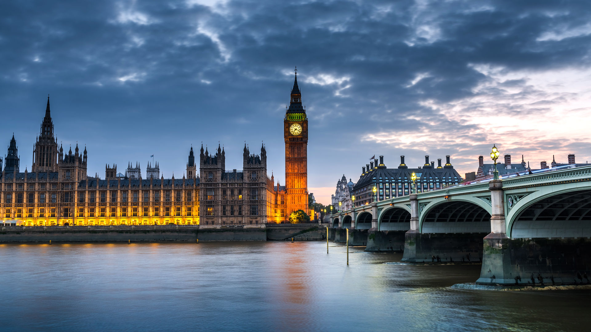 View of Big Ben and Westminster Abbe, London, England