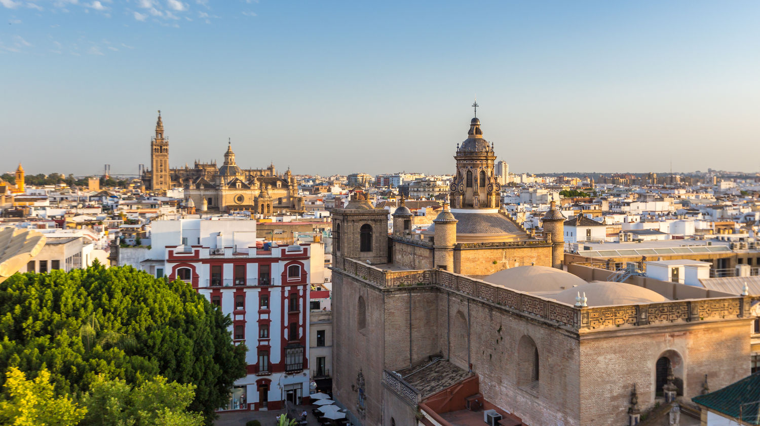 A Panoramic Look Over the Rooftops of Seville, Spain