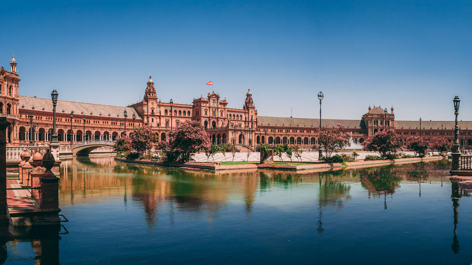 Reflections at Plaza de España, Seville, Spain
