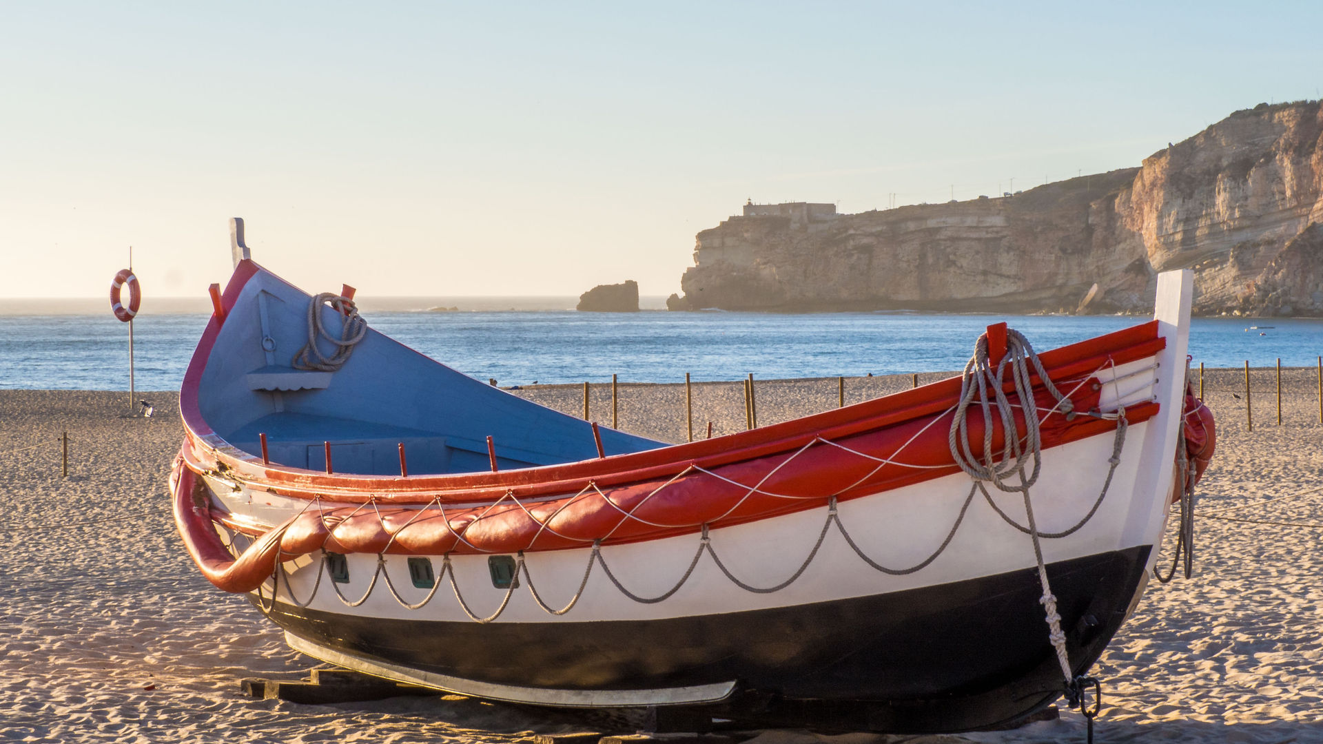 Traditional fishing boat on Nazaré beach