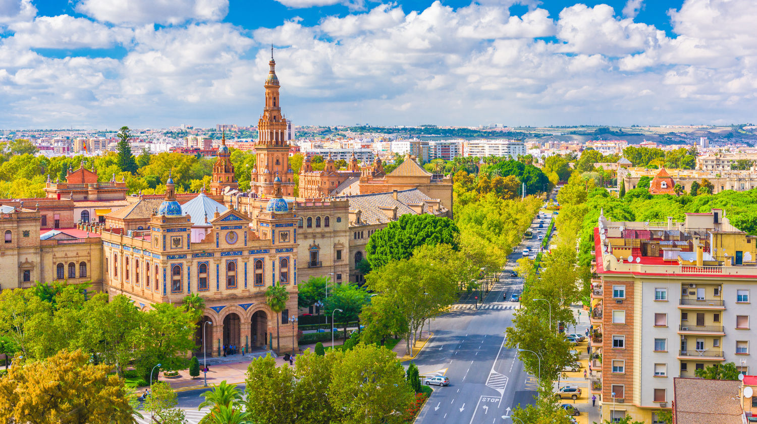 Seville Cityscape with Plaza de España, Spain