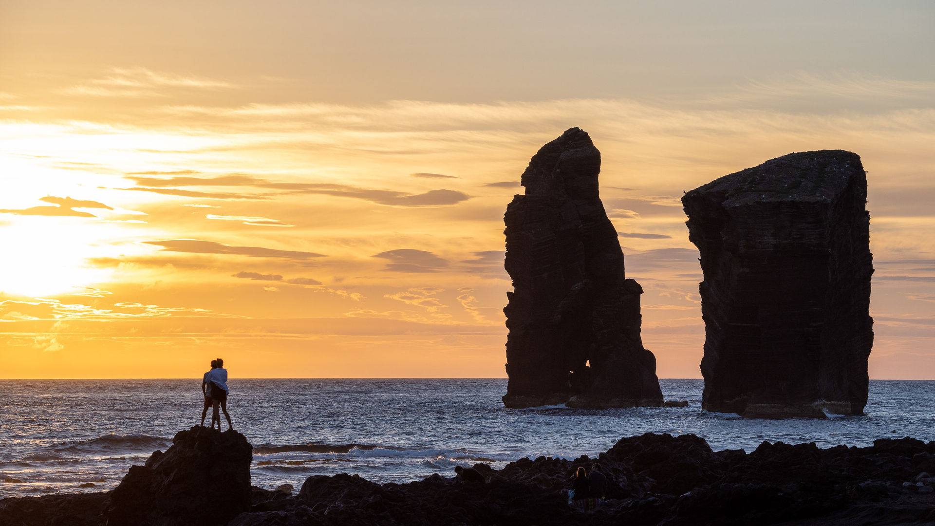 Watching the sunset at Mosteiros Beach, São Miguel