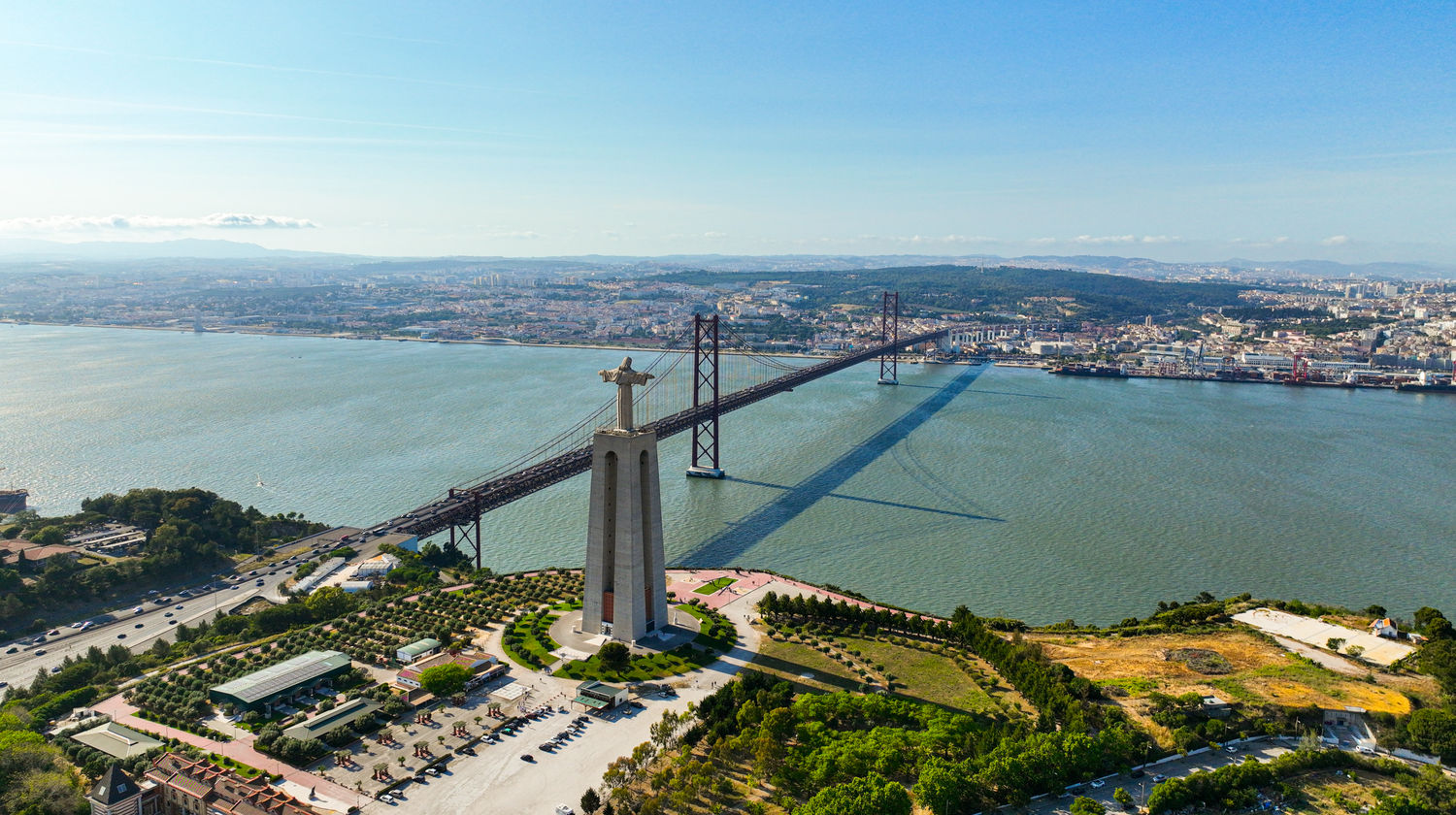 Cristo Rei & 25 de Abril Bridge, Lisbon, Portugal