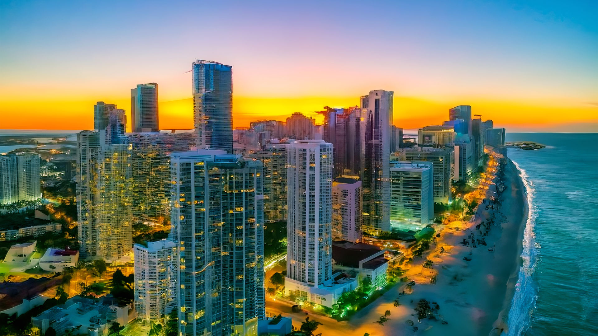 Downtown Miami Skyline at Sunset, USA