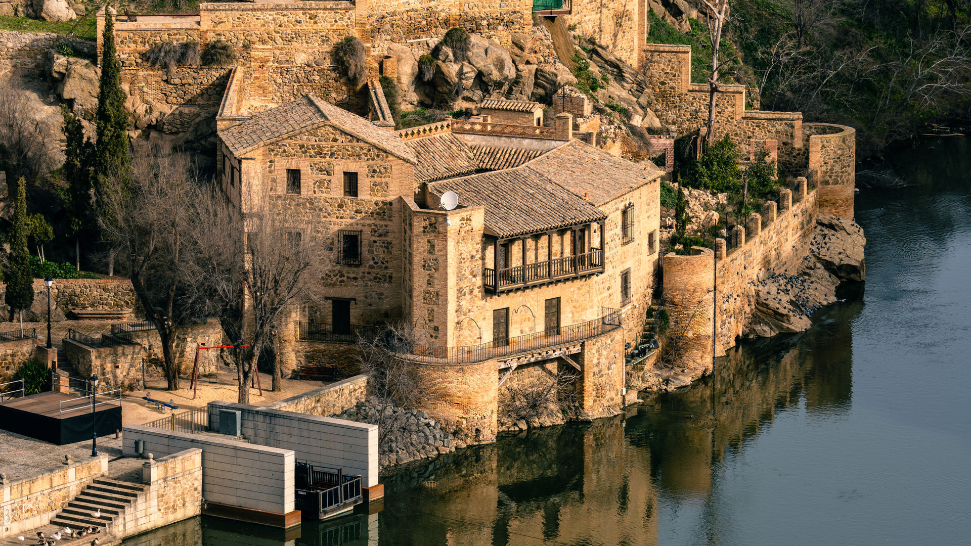 Tejo River and The Diamond House in Toledo, Spain