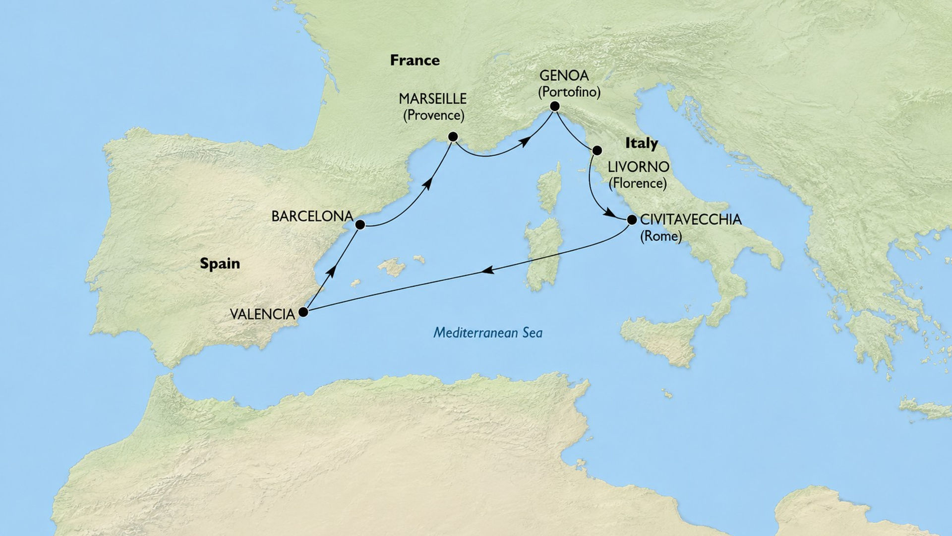 Western Mediterranean Cruise Route