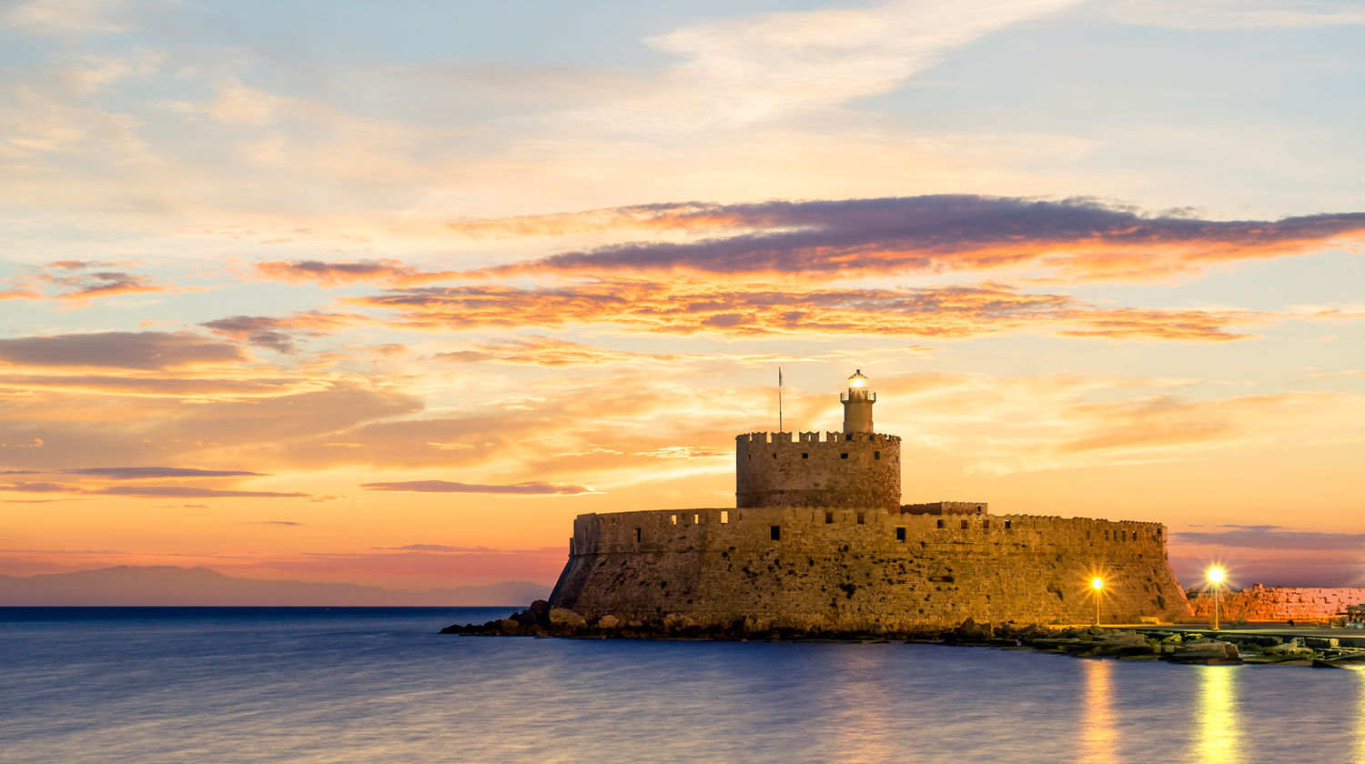 Mandraki Harbour Fortress, Rhodes, Greece