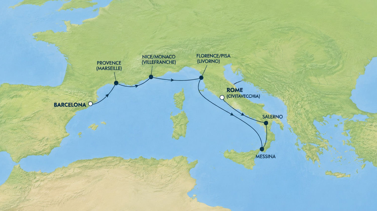 Western Mediterranean Cruise Route