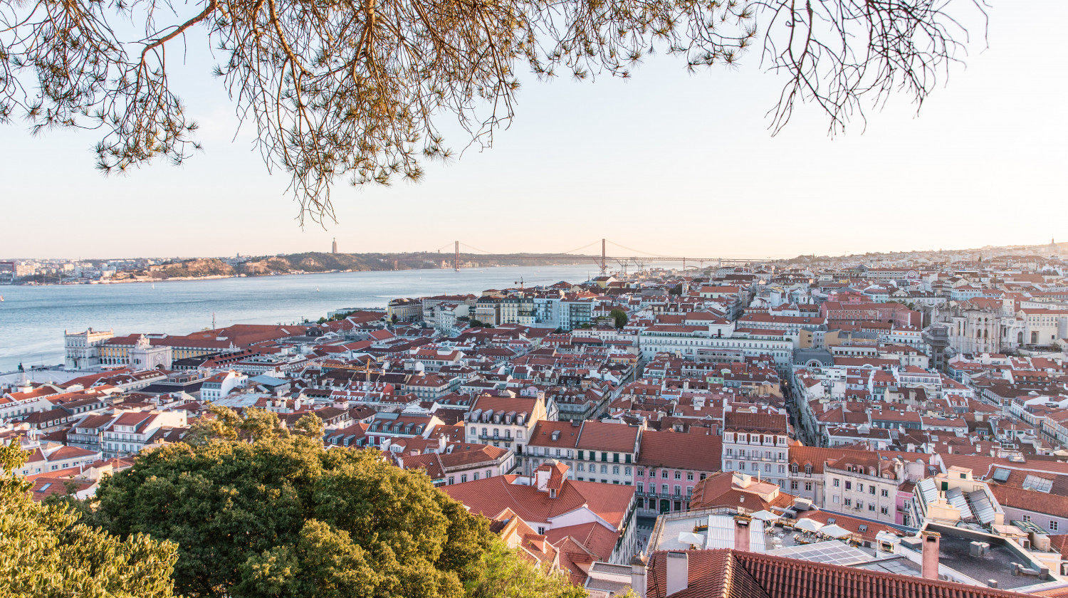 Scenic Overlook of Lisbon’s Downtown and River