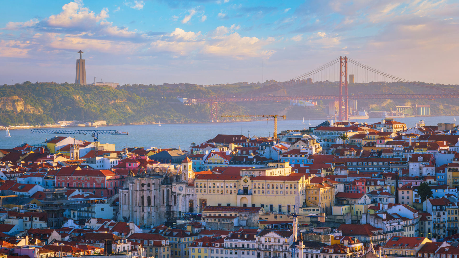 Lisbon's Skyline with 25 de Abril Bridge & Cristo Rei