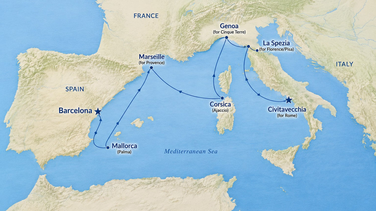 Western Mediterranean Cruise Itinerary