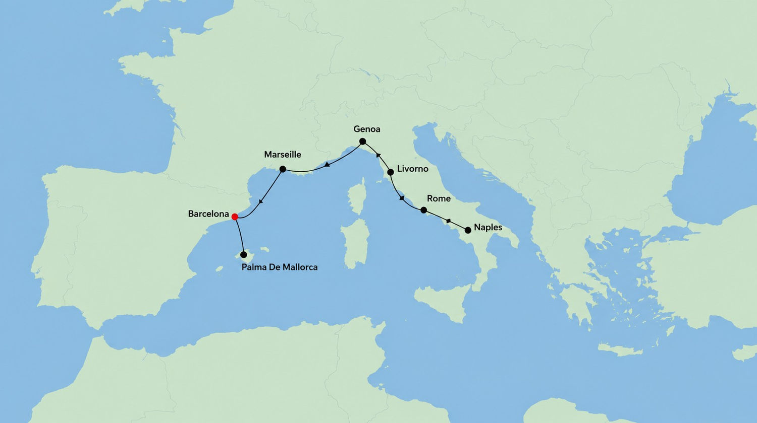 Western Mediterranean Cruise Route