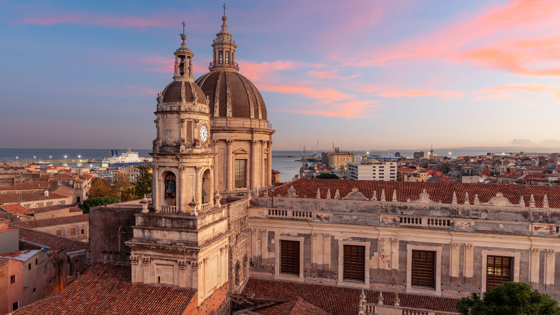 Catania Cathedral (Duomo di Catania) and the Badia di Sant'Agata in Catania, Sicily