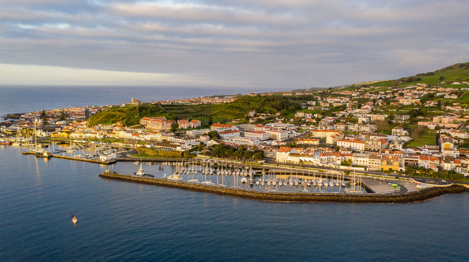 Horta’s Colorful Skyline and Harbor, Faial Island, Azores