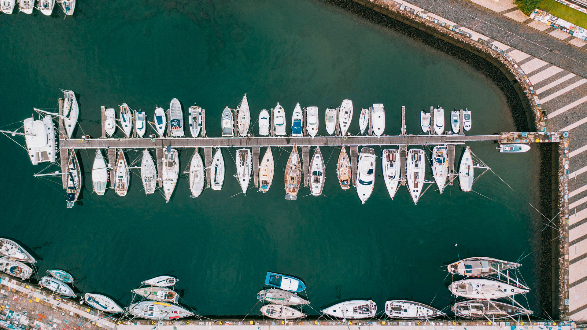 Yachts docked at Horta’s Marina, Faial Island