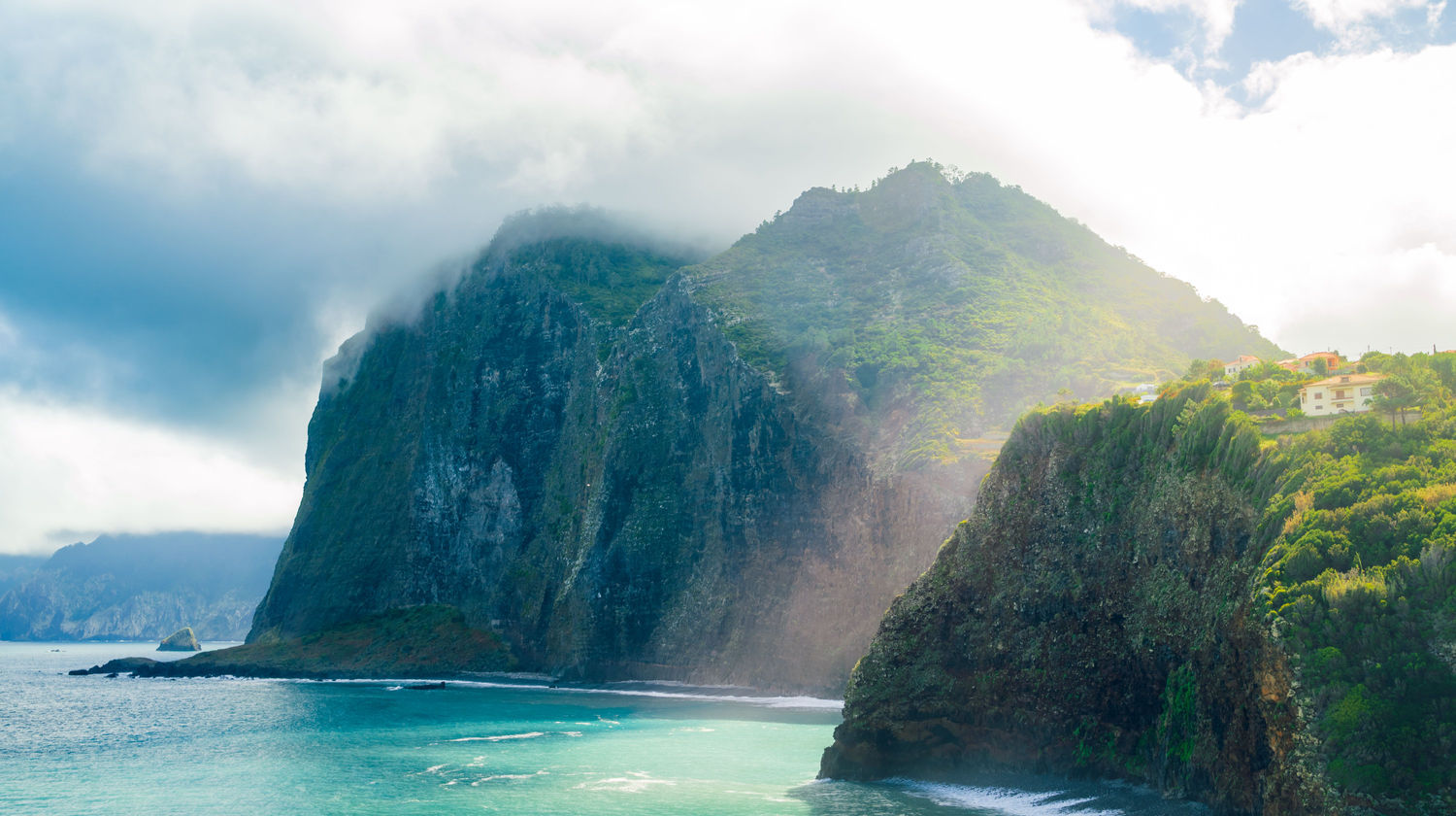 Cliffside ocean views from the Guindaste Viewpoint in Madeira
