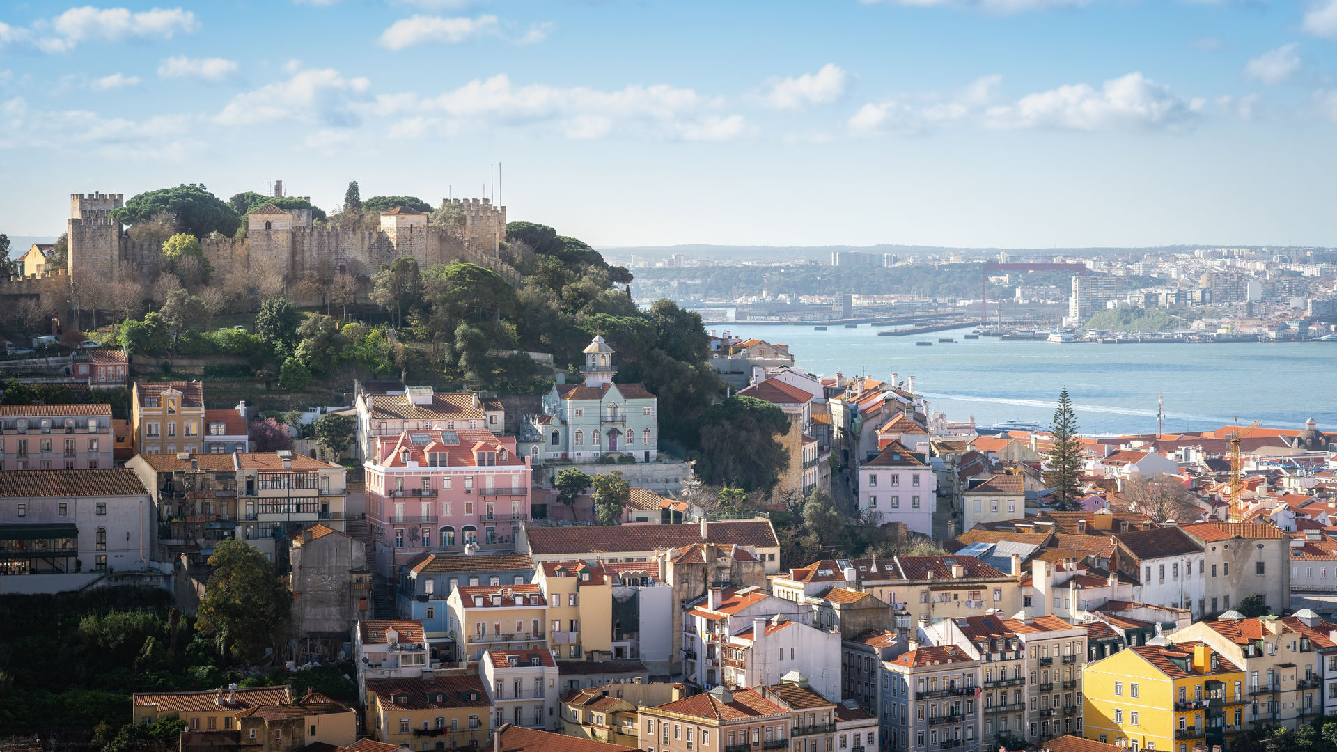 Lisbon's Aerial View with Castelo de São Jorge, Portugal
