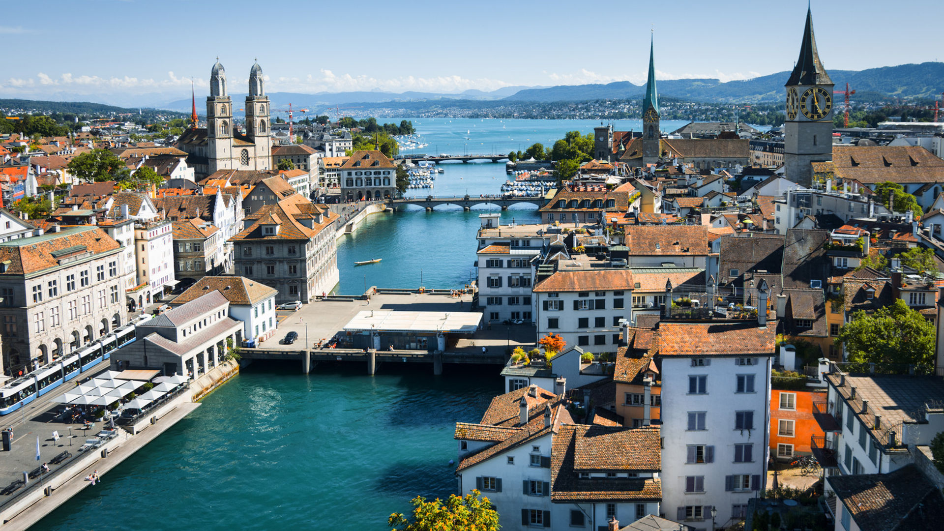 Limmat River and Old Town, Zurich, Switzerland