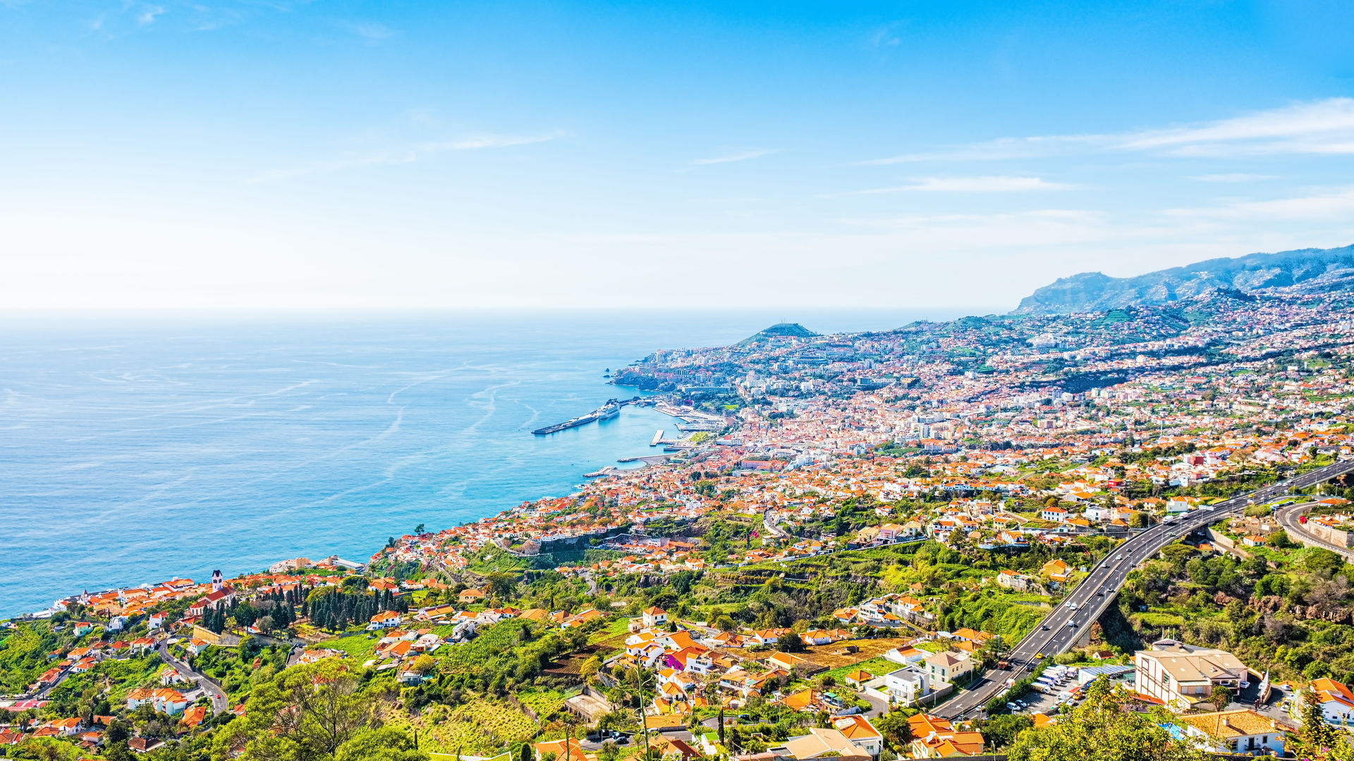 Sweeping coastal view over Funchal, the capital of Madeira Island