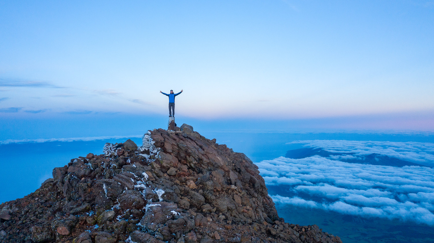 Summit of Pico Mountain, the highest point in Portugal