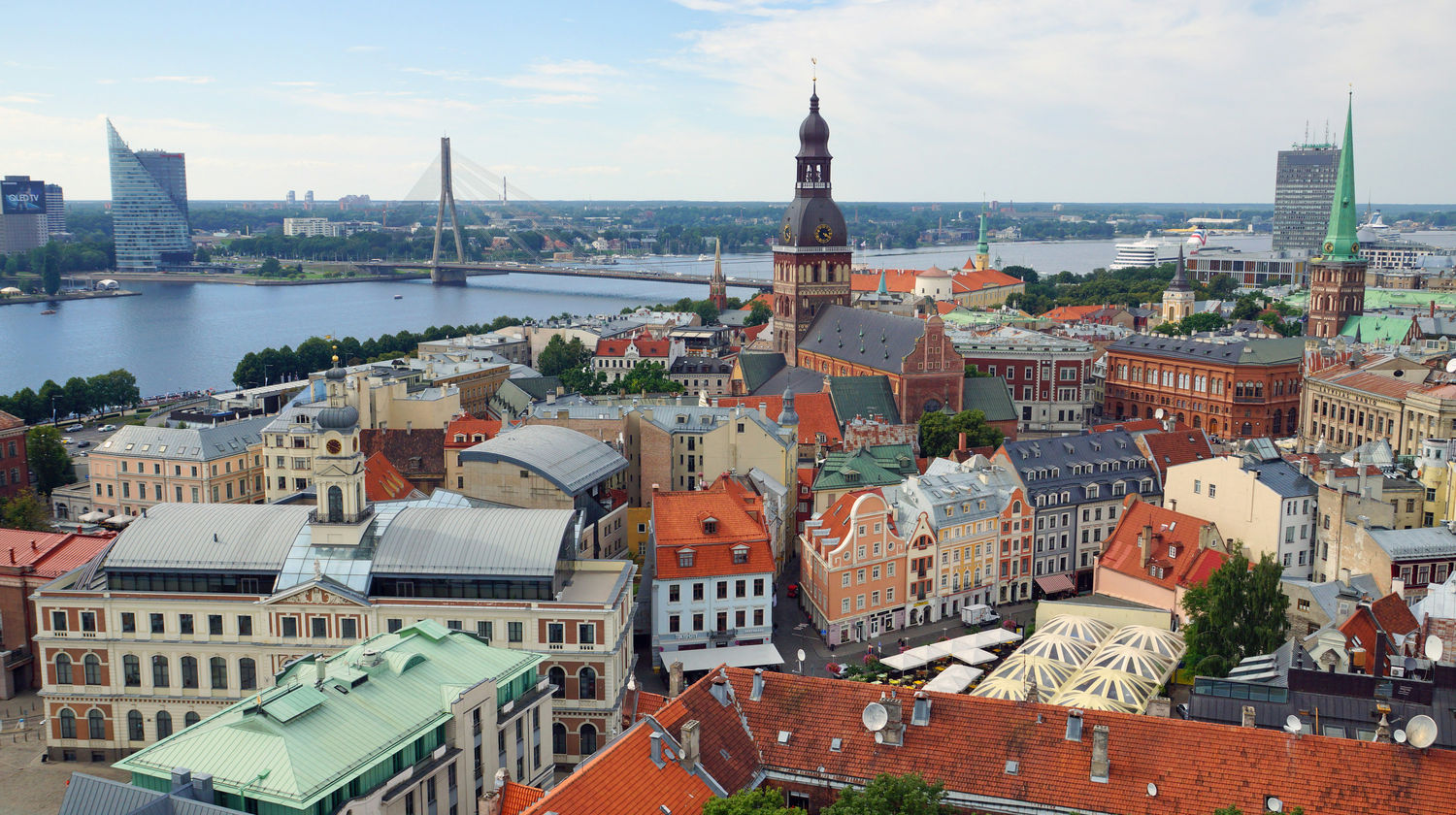 Riga Rooftops & Vansu Bridge, Riga, Latvia