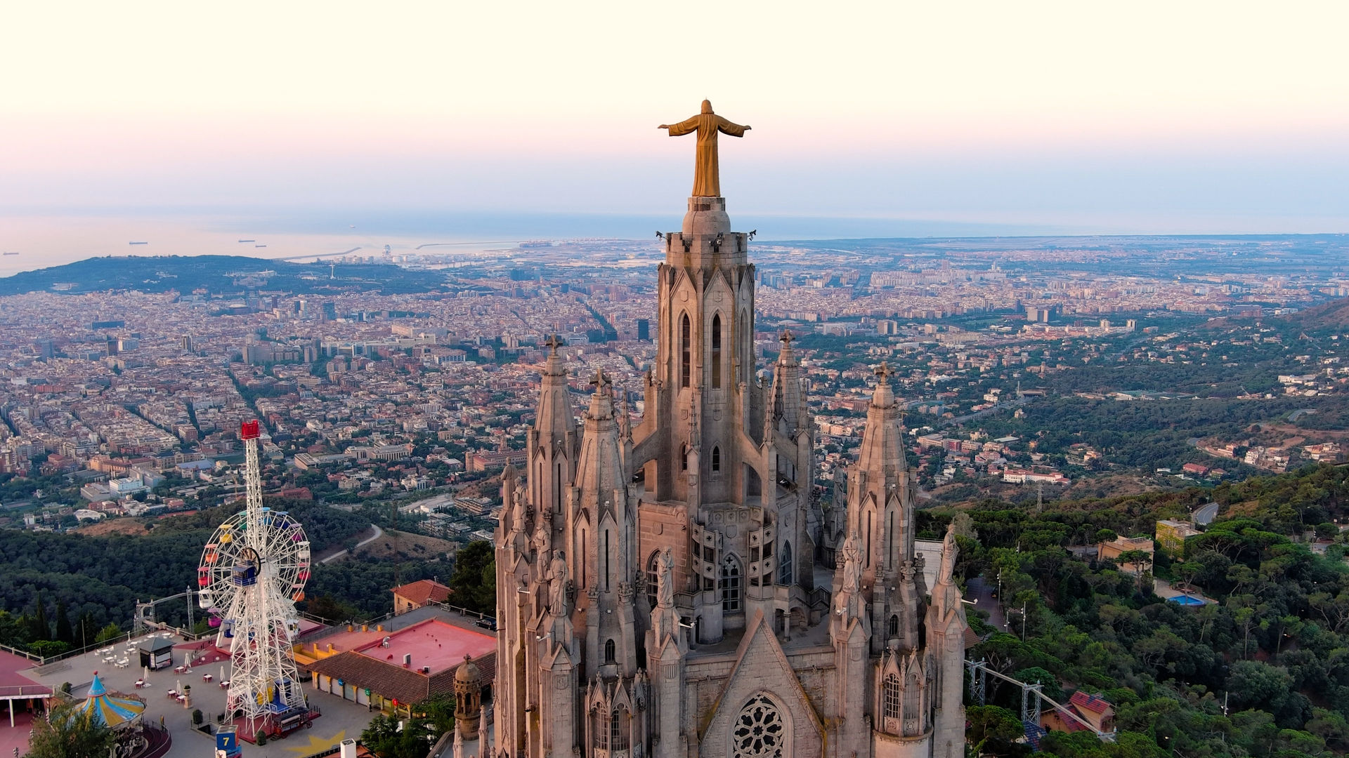 Expiatory Church of the Sacred Heart of Jesus on Tibidabo mountain in Barcelona, Catalonia, Spain