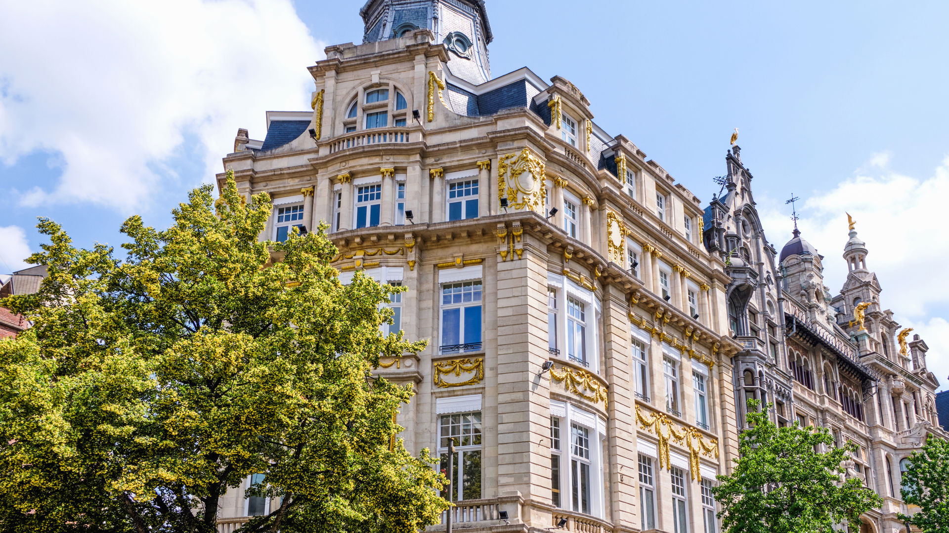 Classical architecture buildings in Antwerp, Belgium