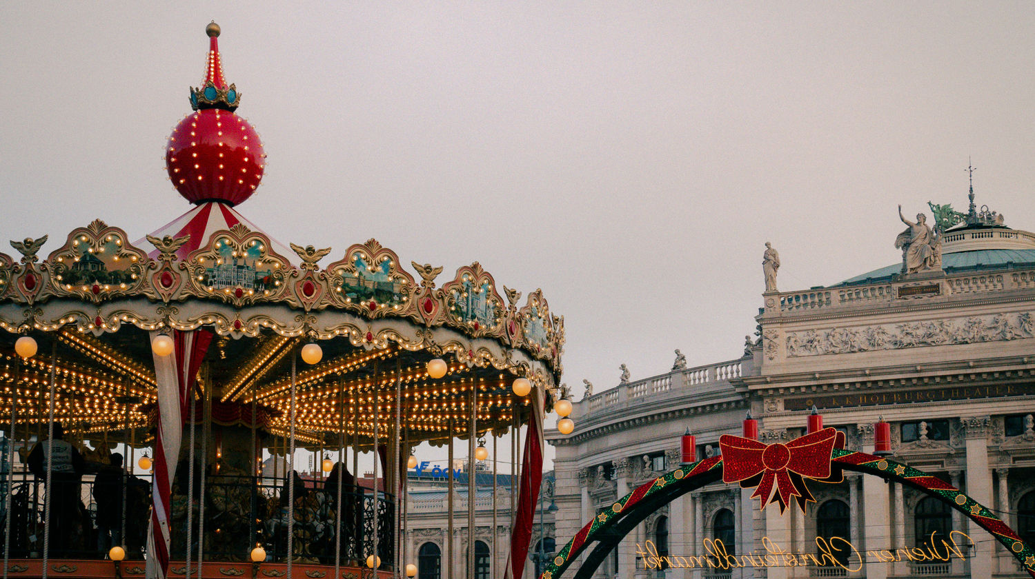 Christmas Market and Historic Center in Vienna, Austria