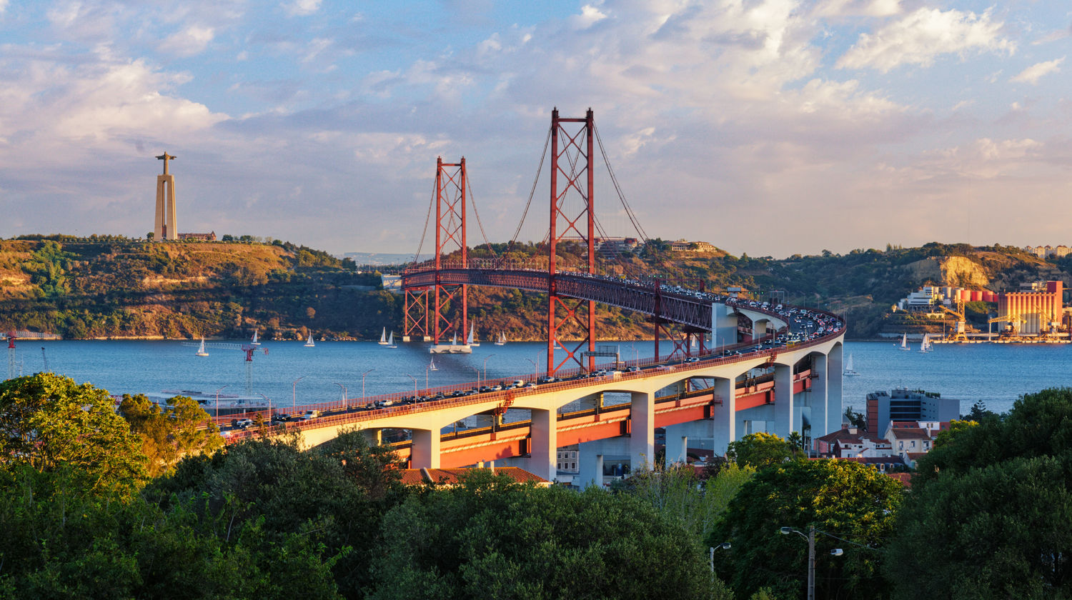 Lisbon’s own Golden Gate, 25 de Abril Bridge Connecting Lisbon to Almada