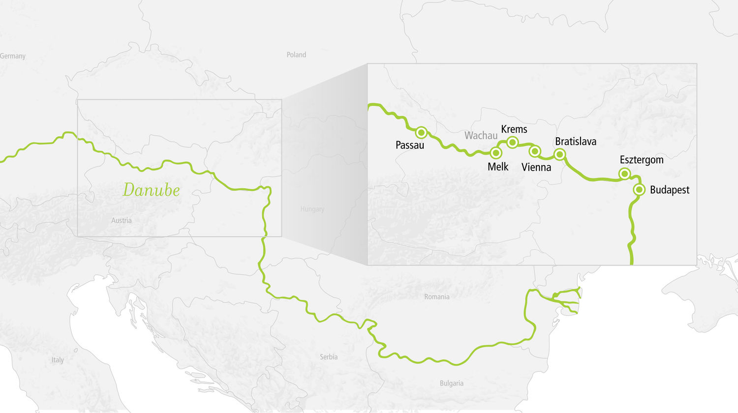 A-ROSA Danube Classics Route Map