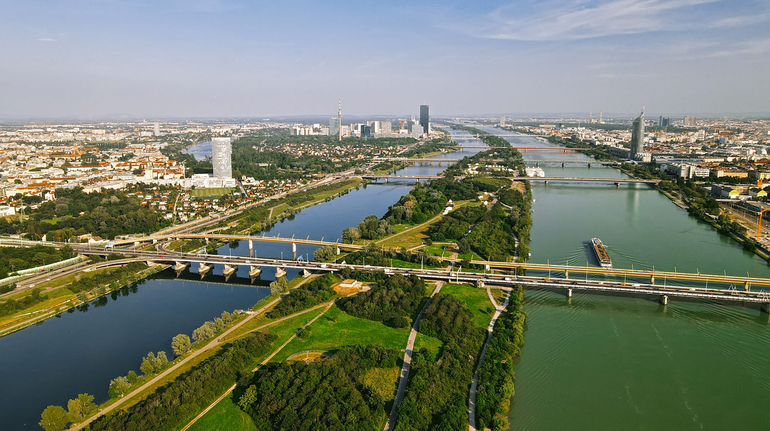 View of Danube river, Vienna, Austria