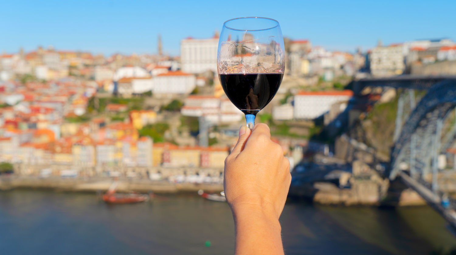 Enjoying Local Wine with a View of Porto