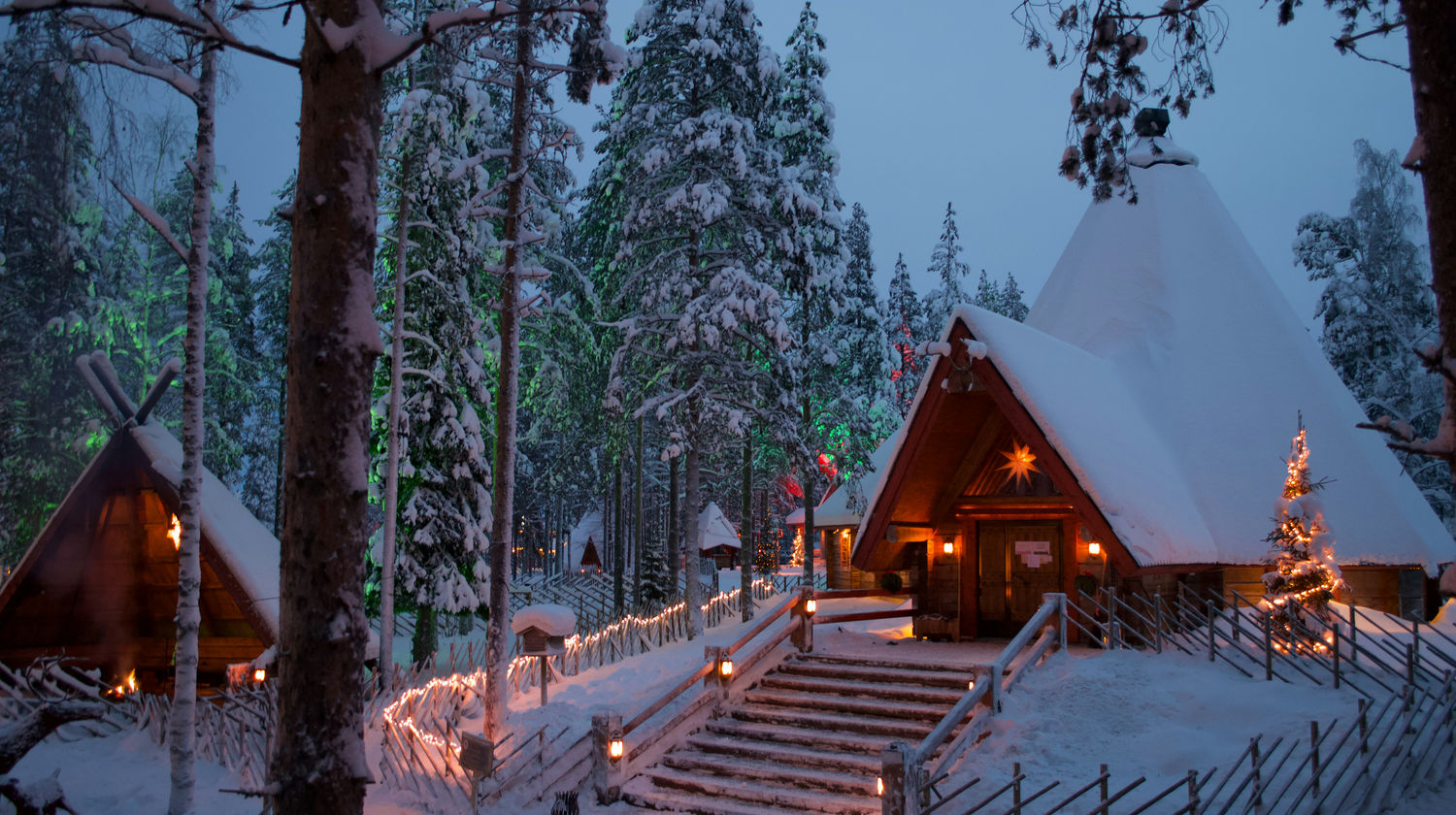 Illuminated Log Cabin, Rovaniemi, Finland