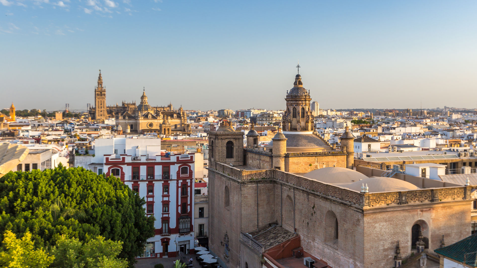 A Panoramic Look Over the Rooftops of Seville, Spain