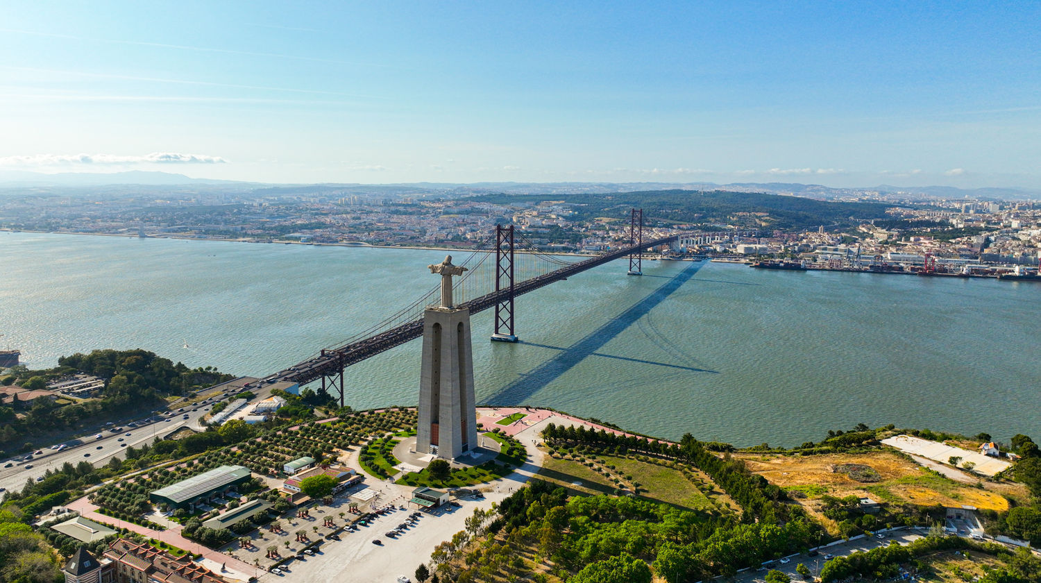 Cristo Rei & 25 de Abril Bridge, Lisbon, Portugal