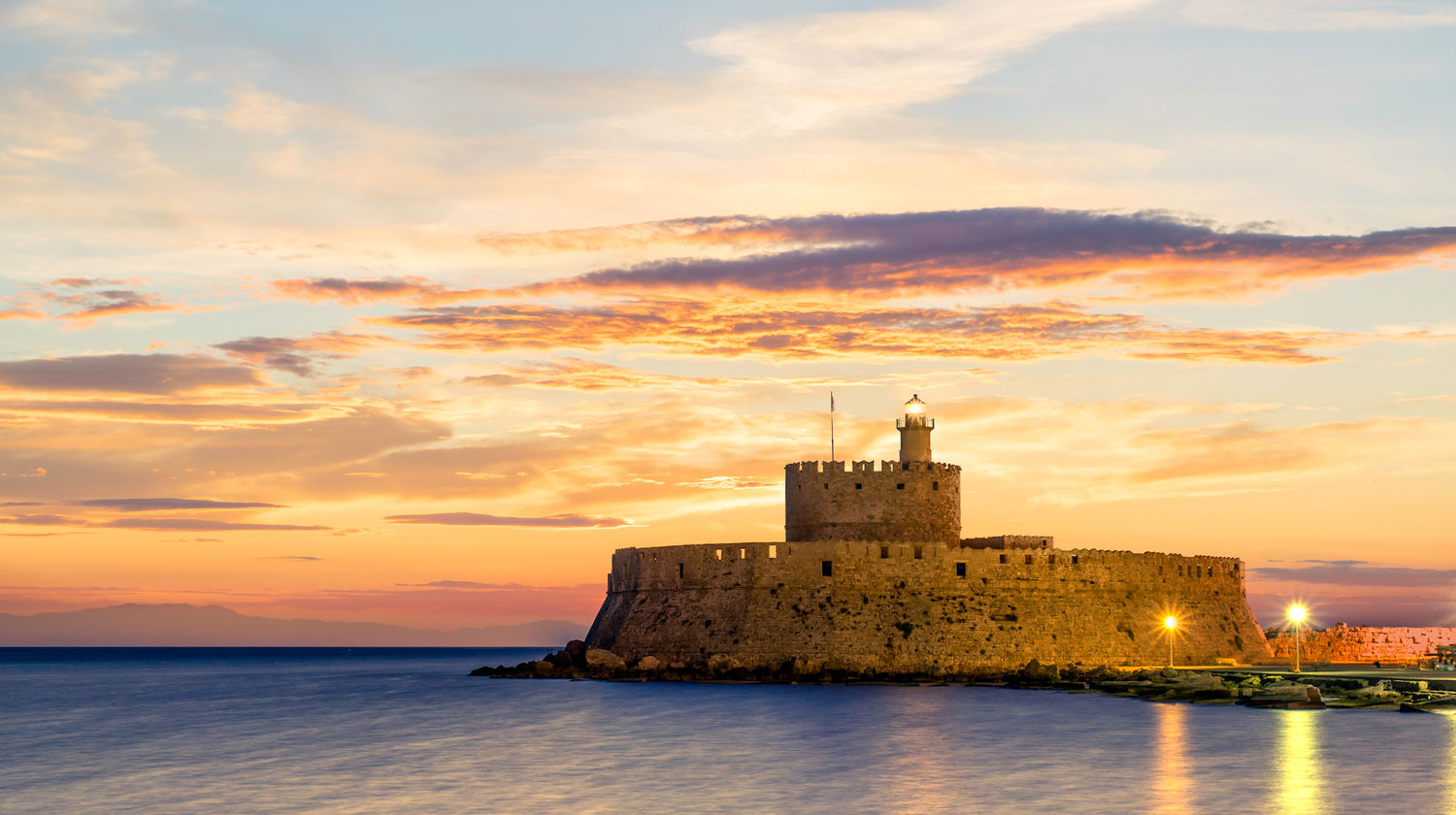 Mandraki Harbour Fortress, Rhodes, Greece