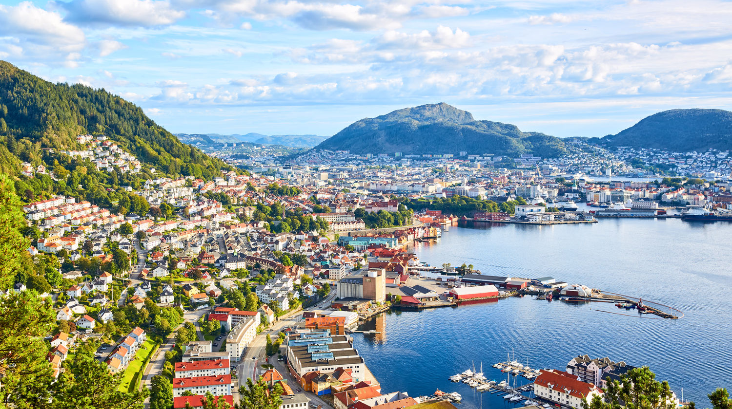 Bergen Harbor and Hillside, Bergen, Norway