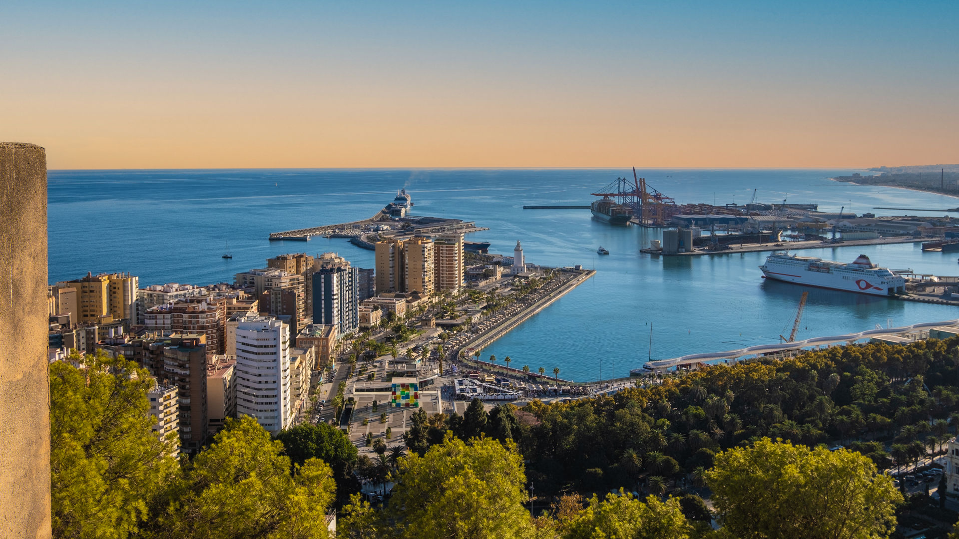 Malaga Port and Coastline, Spain