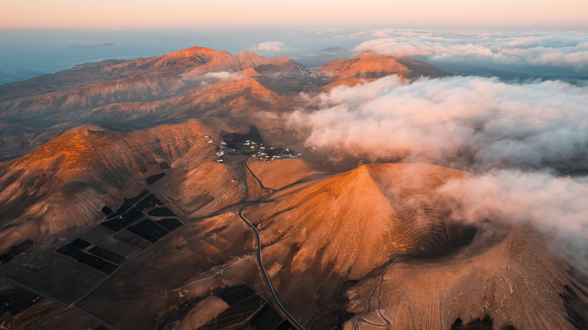 Sunrise at Timanfaya National Park, Lanzarote, Canary Islands, Spain